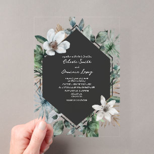 Tropische botanische Hochzeitseinladung Acryleinladungen