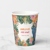 Tropische Botanische Jungle Wasserfarbe Kinderdusc Pappbecher (Rückseite)