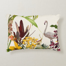 Tropische botanische Landschaft mit Flamingo. Dekokissen