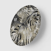 Tropische, botanische, Schlangenhaut, Blätter, Pal Runde Wanduhr (Winkel)