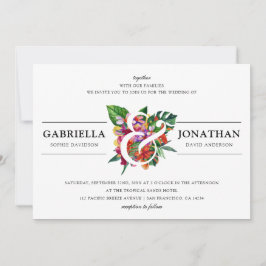 Tropische Bouquet und moderne Typografie| Hochzeit Einladung