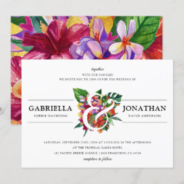 Tropische Bouquet und moderne Typografie| Hochzeit Einladung