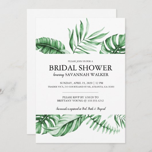 Tropische Brause-Dusche aus Palmenblättern Ankündigung (Vorne/Hinten)