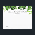 Tropische Brautparty-Ratschläge gut wünscht Hochze<br><div class="desc">Tropischer Dschungel Thema Monstera oder Palm verlasst Brautparty "Ratschläge und gute Wünsche". Entwickelt und illustriert mit Liebe von Kristine Lee Designs www.kristineleedesigns.com</div>
