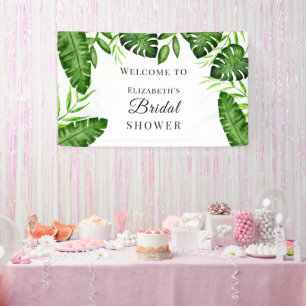 Tropische Brautparty Wasserfarbe Skript Dschungel Banner