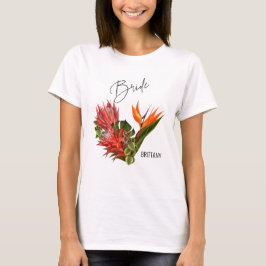 Tropische Breeze Bride Calligraphy Floral Wedding T-Shirt