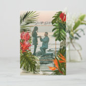 Tropische Breeze Lush Botanic Save the Date Einladung (Stehend Vorderseite)