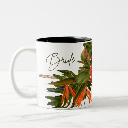 Tropische Breeze Wedding Memory Rose Gold Bride Ta Zweifarbige Tasse (Links)