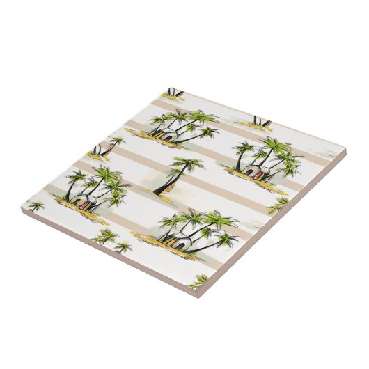 Tropische Bretterbude und Palmen Fliese (Seite)