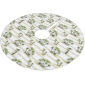 Tropische Bretterbude und Palmen Polyester Weihnachtsbaumdecke (Schrägansicht)