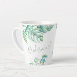 Tropische Bridesmaid Vorschlag Geschenkideen Milchtasse<br><div class="desc">Sie suchen nach unvergesslichen Geschenkideen mit einem tropischen Hochzeitsthema? Dieser personalisierte Schlamm eignet sich perfekt für Ihr Brautparty, vor allem wenn Sie eine Strandhochzeit auf Hawaii planen, ein Luau-Fest oder eine Hochzeit zu einem Thema des Ozeans oder des nautischen Strandes planen. Diese tropische Tasse, die meine handbemalten Aquarellschildkröten und Monstera-Palmen-Blätter...</div>