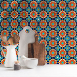 Tropische Brise marokkanisches Mosaikmuster Fliese<br><div class="desc">Ein marokkanisches Fliesendesign in tropischen Brise-Farben erinnert an die mediterranen Farben eines hellen Tages.</div>