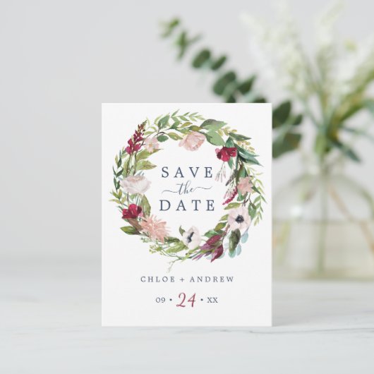 Tropische Brise Save the Date Postkarte (Stehend Vorderseite)