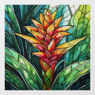 Tropische Bromeliad-Glasmalerei Fensteraufkleber