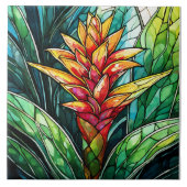 Tropische Bromeliad-Glasmalerei Fliese (Vorderseite)