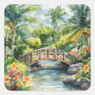 Tropische Brücke Quadratischer Aufkleber