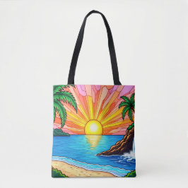 Tropische Buntglas-Sonnenuntergangs-Tasche  Tasche