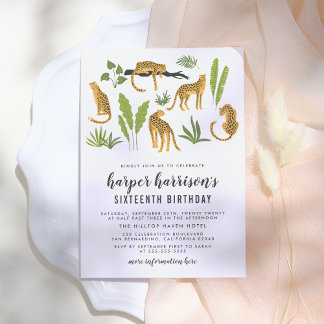 Tropische Cheetah Jungle Geburtstagsparty Einladung