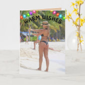 TROPISCHE CHRISTMAS KARTE BIG HINTERN BIKINI MÄDCH (Gelbe Blume)