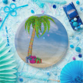 Tropische Christpalme im Sand Pappteller (Party)
