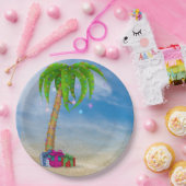 Tropische Christpalme im Sand Pappteller (Party)