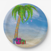 Tropische Christpalme im Sand Pappteller (Vorderseite)