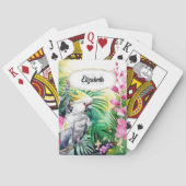 Tropische Cockatoo-Papagei-Dschungel Aquarellfarbe Spielkarten (Rückseite)