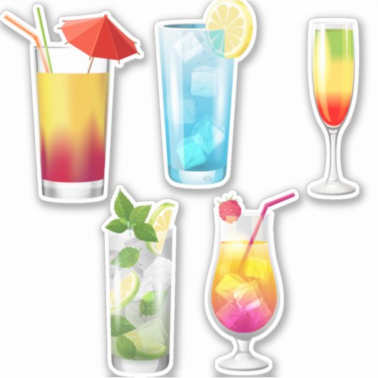 Tropische Cocktailgetränke Aufkleber (Vorderseite)