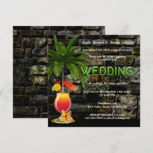 Tropische Cocktailparty Neon nach der Hochzeit Einladung