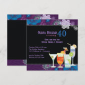 Tropische Cocktails 40. Geburtstag Party Einladung (Vorne/Hinten)