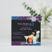 Tropische Cocktails 40. Geburtstag Party Einladung (Stehend Vorderseite)
