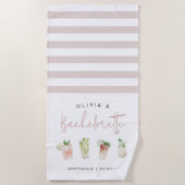 Tropische Cocktails Personalisierter Junggeselinne Strandtuch (Vorderseite)