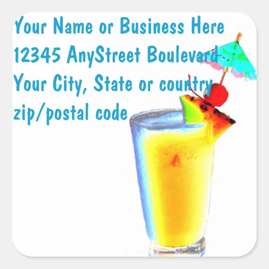 Tropische Cocktails Quadratischer Aufkleber (Vorderseite)