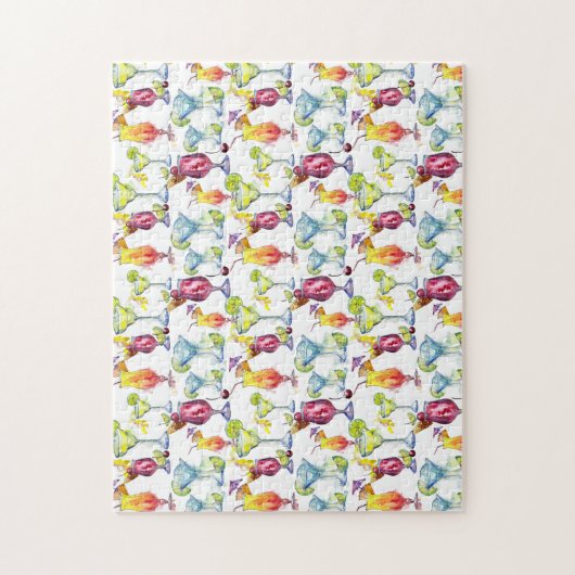 Tropische Cocktails trinken Aquarell Puzzle (Vertikal)