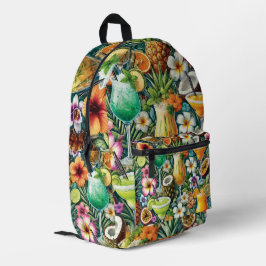 Tropische Cocktails und Blumendesign Bedruckter Rucksack