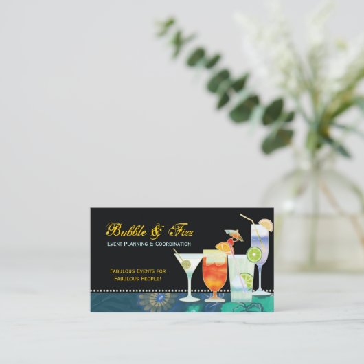 Tropische Cocktails Veranstaltungsplaner Visitenkarte (Stehend Vorderseite)