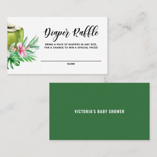 Tropische Coconut Babydusche Windelwaschkarte Platzkarte (Vorne/Hinten)