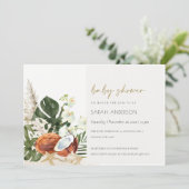 Tropische Coconut Orchids Palm Baby Dusche laden e Dankeskarte (Stehend Vorderseite)