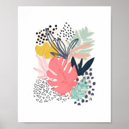 Tropische Collage Farbenfrohe Kunst Poster