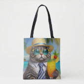 Tropische Coole Katze - Island Vibes Tote Tasche (Vorderseite)