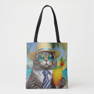 Tropische Coole Katze - Island Vibes Tote Tasche