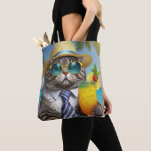 Tropische Coole Katze - Island Vibes Tote Tasche (Von Nahem)