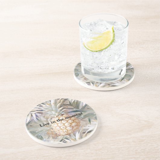 Tropische Creme Gold Ananas Getränkeuntersetzer (Seite)