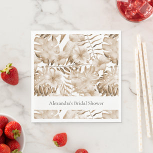 Tropische cremefarbene Blumenblätter Brautdusche Serviette