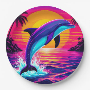 🐬 Tropische Delfin-Sommerparty-Dekorations-Teller Pappteller