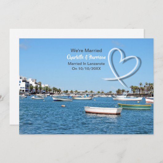Tropische Destination Lanzarote Spanien Hochzeit a Einladung (Vorne/Hinten)