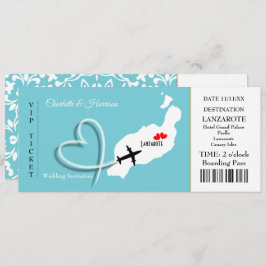 Tropische Destination Lanzarote Spanien Hochzeit a Einladung