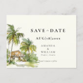 Tropische Destination Save the Date Postkarte (Vorderseite)