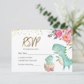 Tropische Dinosaurier-RSVP-Karte Dankeskarte (Stehend Vorderseite)