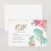 Tropische Dinosaurier-RSVP-Karte Dankeskarte (Vorne/Hinten)